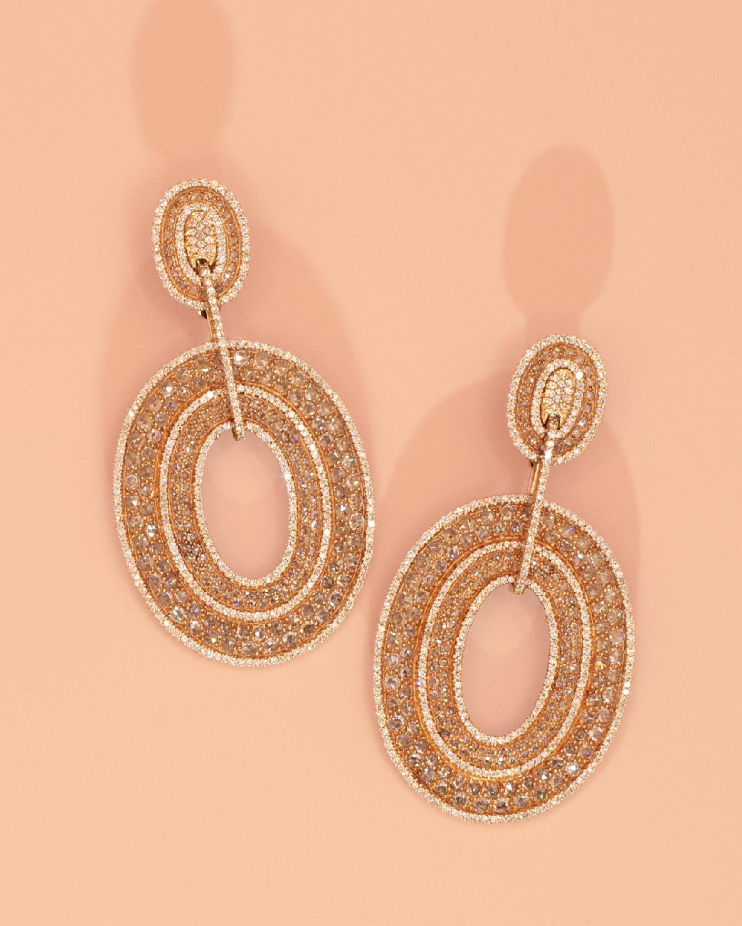 diamond and rose gold earrings