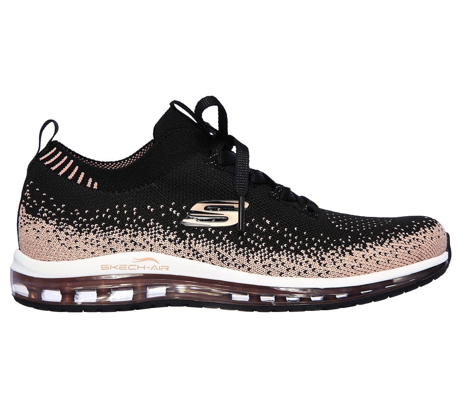 sketchers black and rose gold