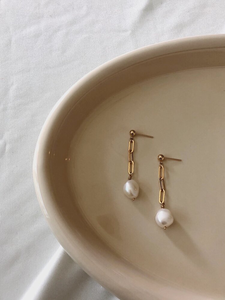 Flint J Flint J - Pearl Link Chain Earring