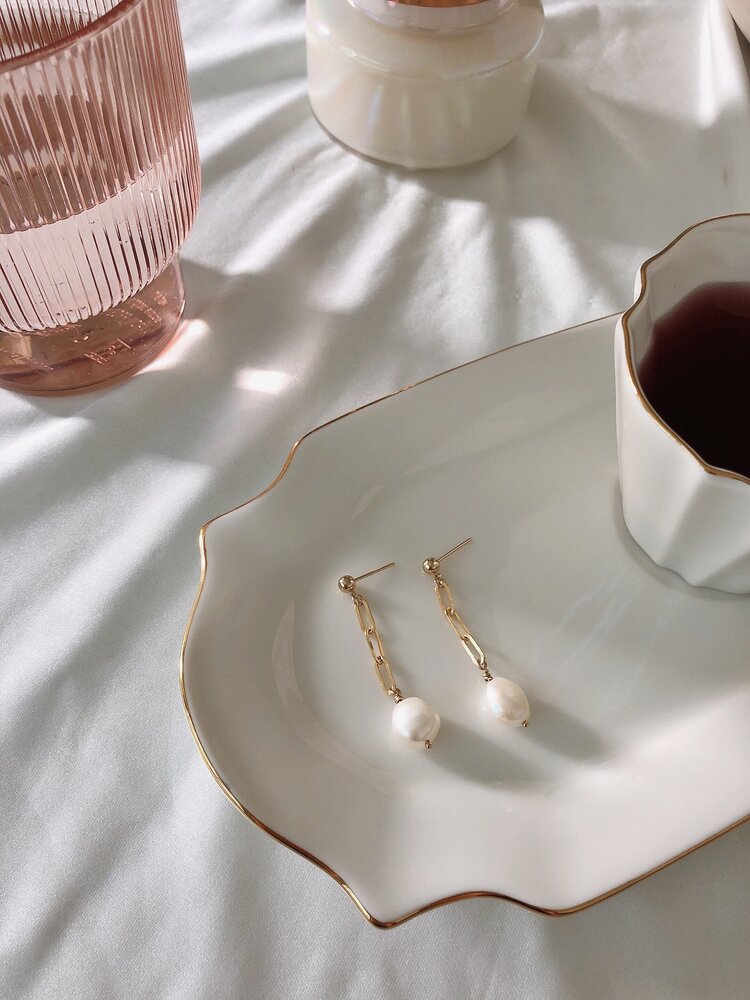 Flint J Flint J - Pearl Link Chain Earring