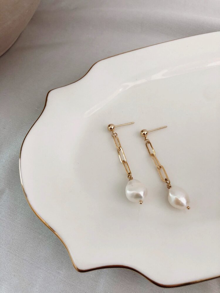 Flint J Flint J - Pearl Link Chain Earring
