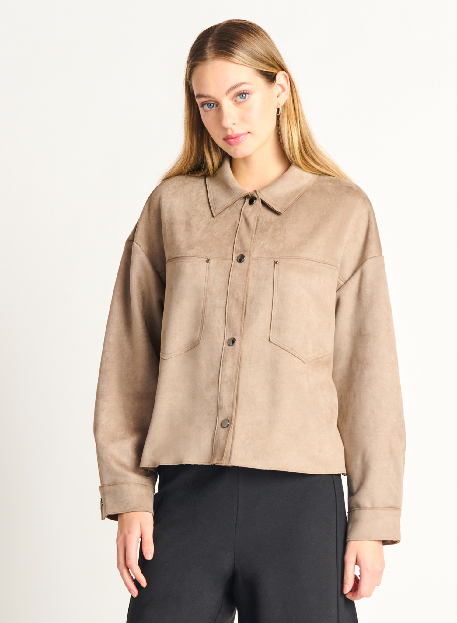 Black Tape - Taupe Faux Suede Jacket - Quintessential