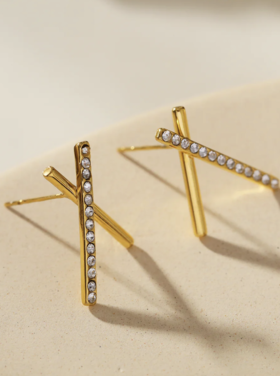 Hackney Nine Hackney Nine - TESSA Criss Cross Bar Stud