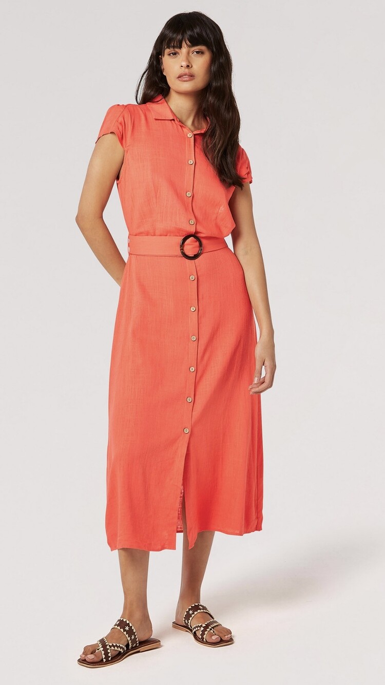 Apricot Apricot - Vintage Button Down Tie Dress