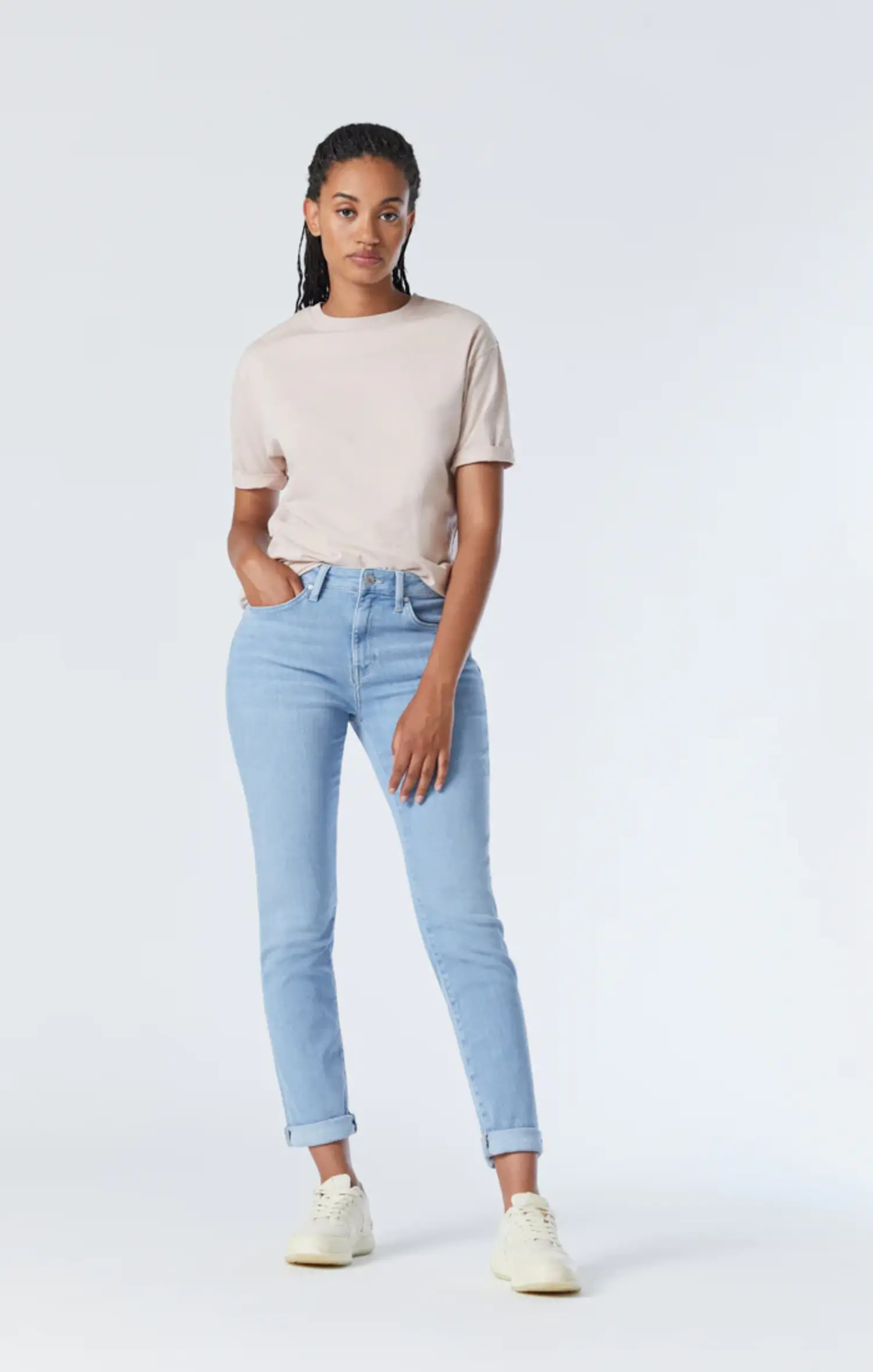 Mavi Kathleen Slim Boyfriend Jeans - Solid Rinse Feather Blue - MAVI JEANS, Women's Clothing & Accessories, Bellissima Fashions