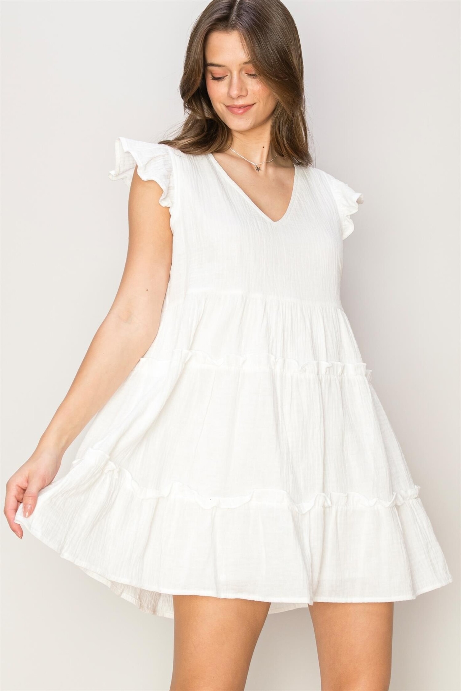 HYFVE Double Gauze Tiered Mini Dress Quintessential