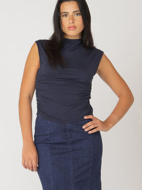 Black Tape Black Tape - Ruched SL Mockneck Top