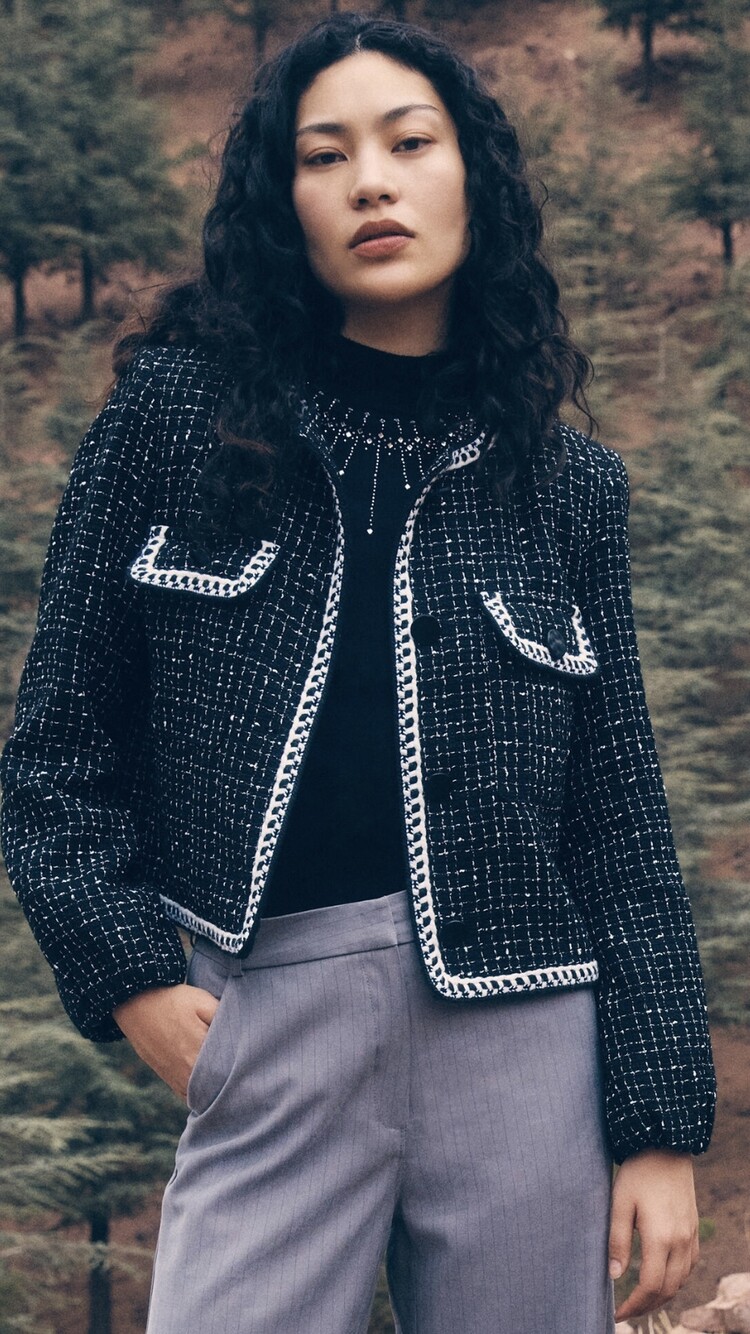 Apricot Apricot - Tweed Cropped Jacket