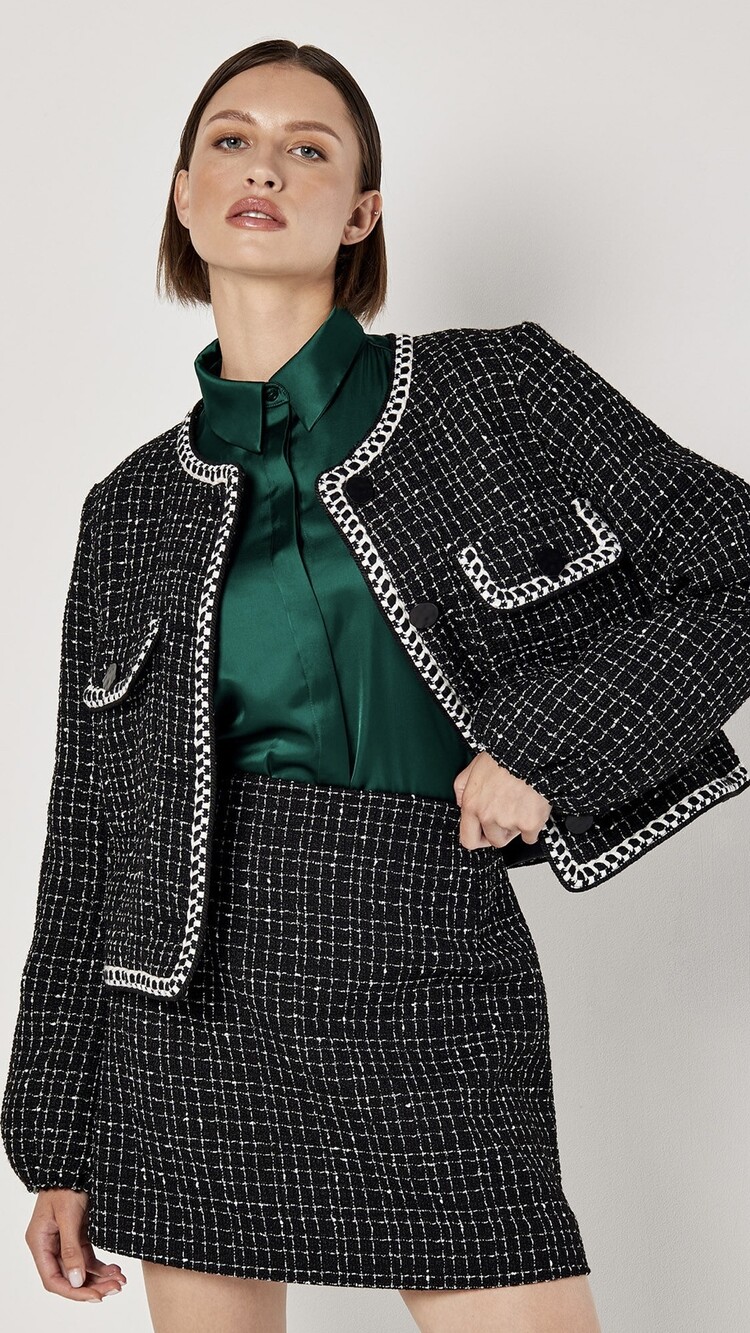 Apricot Apricot - Tweed A-Line Skirt