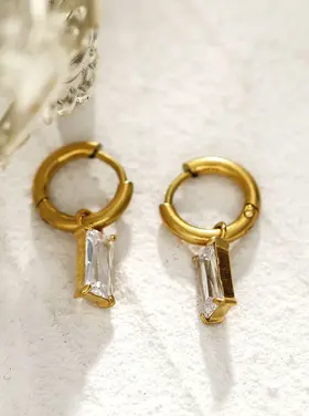 Hackney Nine Hackney Nine - CACA  Clear Crystal Drop Earring Gold