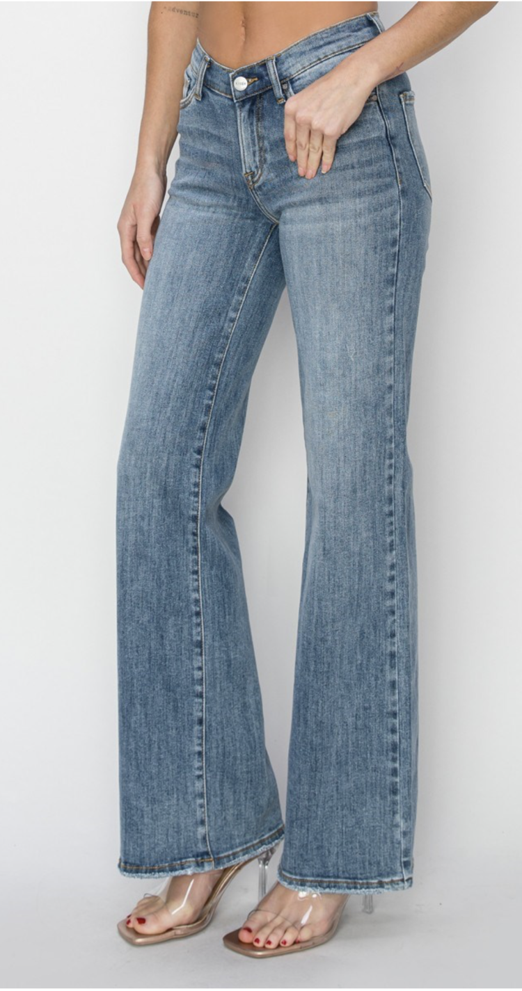 Risen Risen - 5276 Mid Rise Wide Leg Dip Front