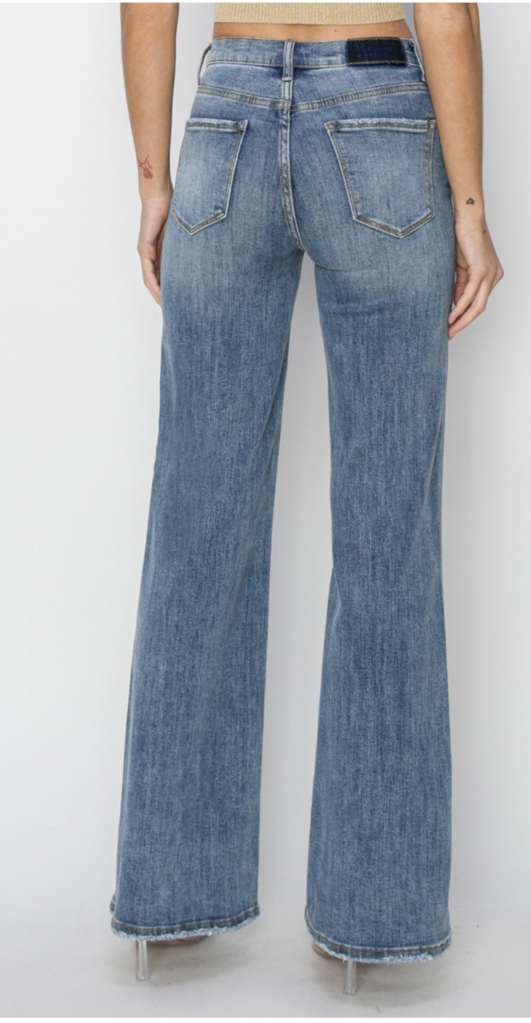 Risen Risen - 5276 Mid Rise Wide Leg Dip Front