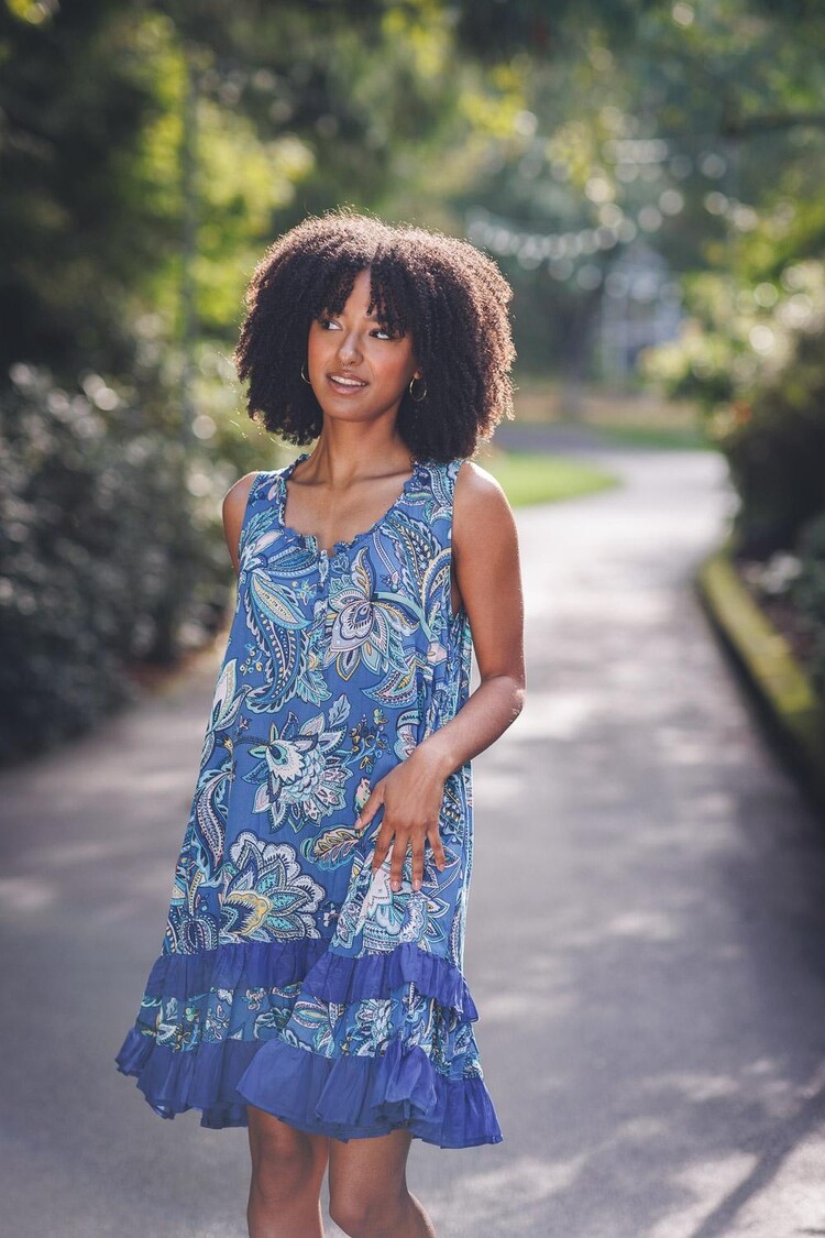 Papillon Papillon - Floral Crinkle Ruffle Hem Dress