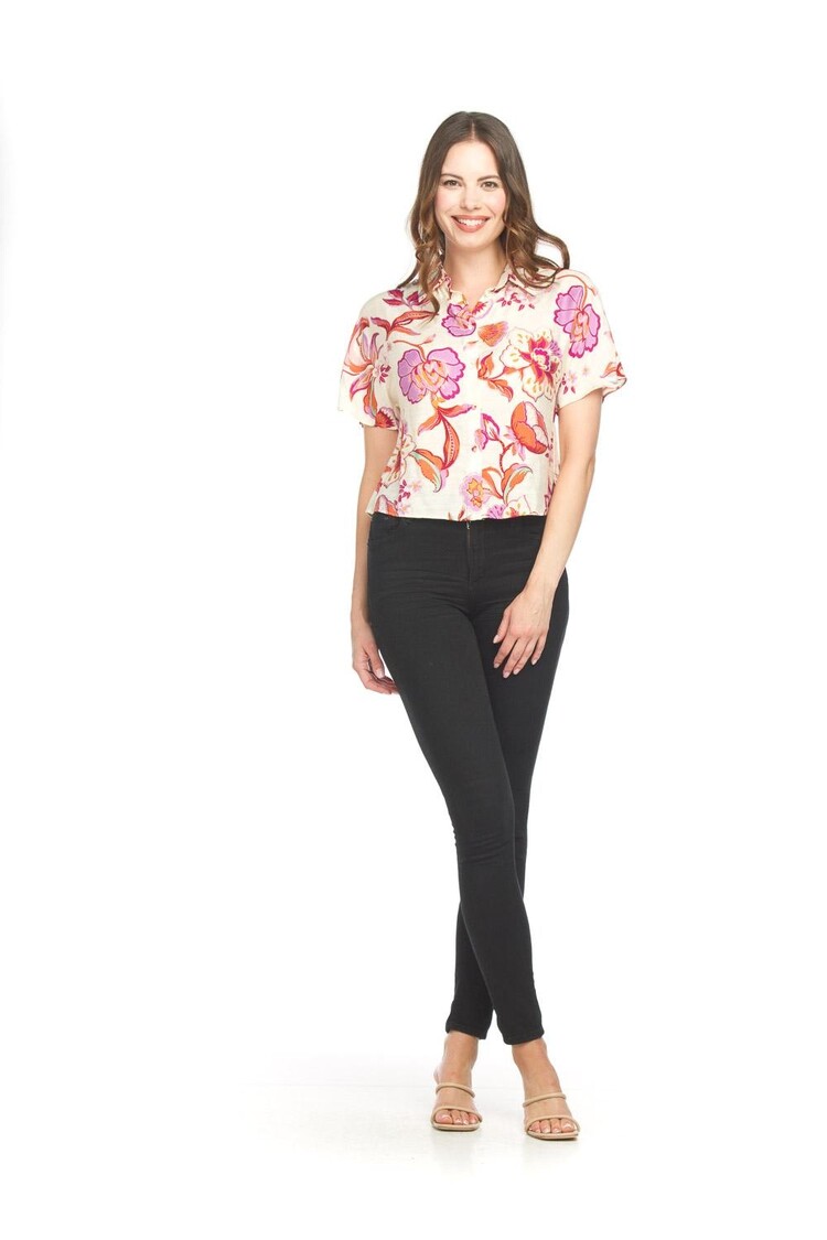 Papillon Papillon - Floral Collared Button Down Blouse