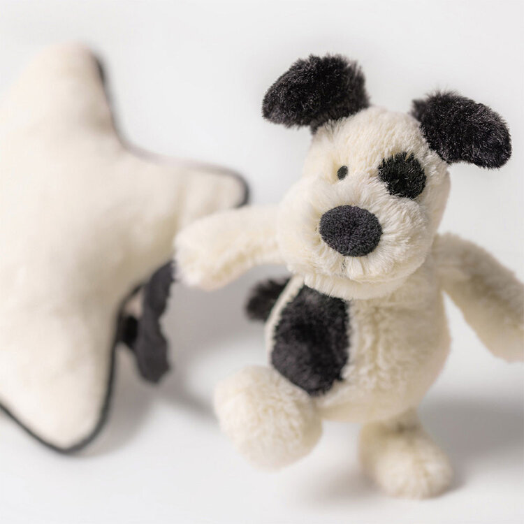 Jellycat Jellycat - Bashful Blk & Crm Puppy Musical Pull