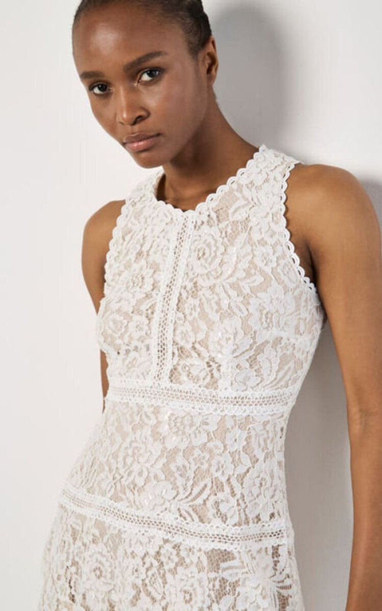 Apricot Apricot - High Neck Lace Skater Dress