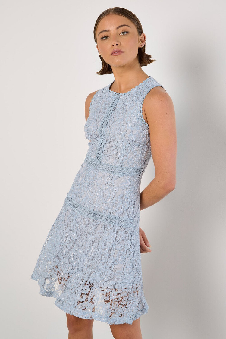 Apricot Apricot - High Neck Lace Skater Dress