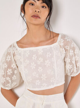 Apricot Apricot - Daisy Mesh Cropped Top