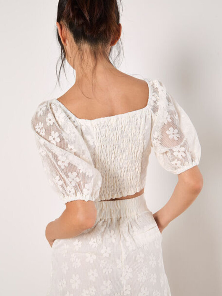 Apricot Apricot - Daisy Mesh Cropped Top