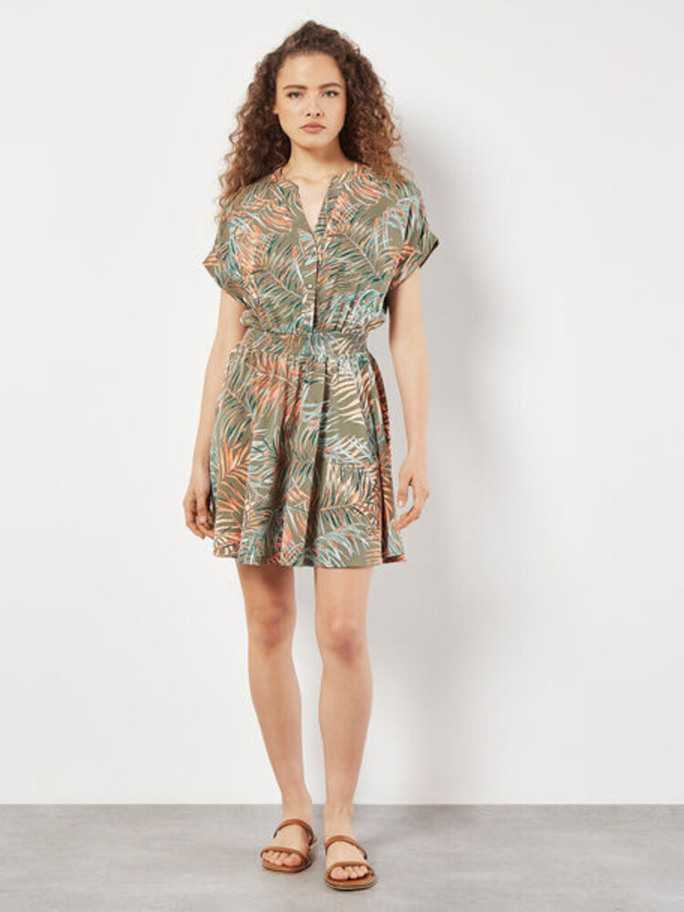 Apricot Apricot - Leaf Smock Waist Dress