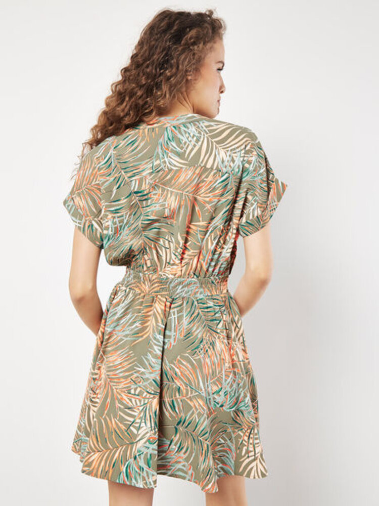 Apricot Apricot - Leaf Smock Waist Dress