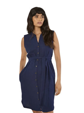 Apricot Apricot - Tetra Grandad Button Down Dress w/Belt