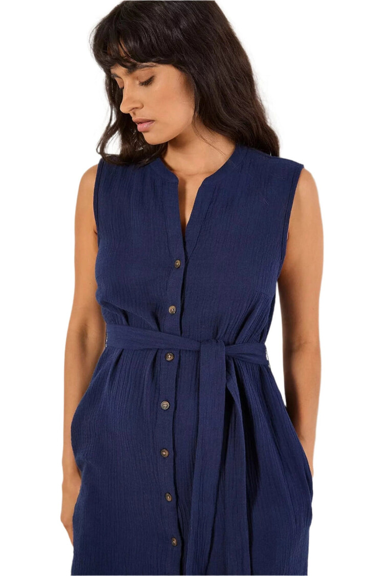 Apricot Apricot - Tetra Grandad Button Down Dress w/Belt