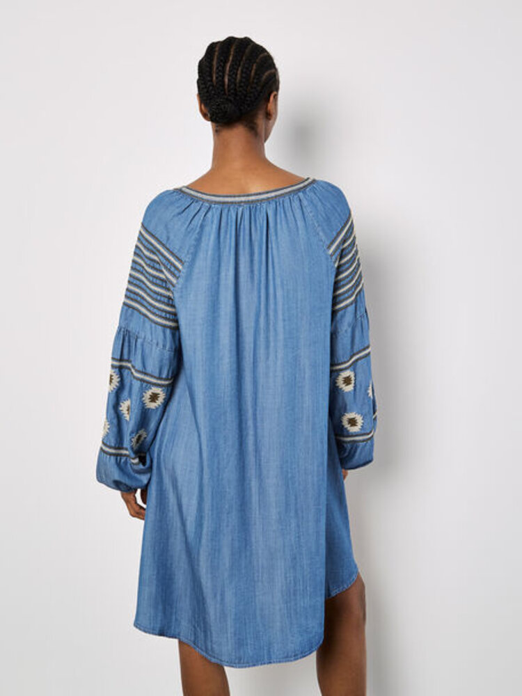 Apricot Apricot - Aztec Embroidered Denim Dress