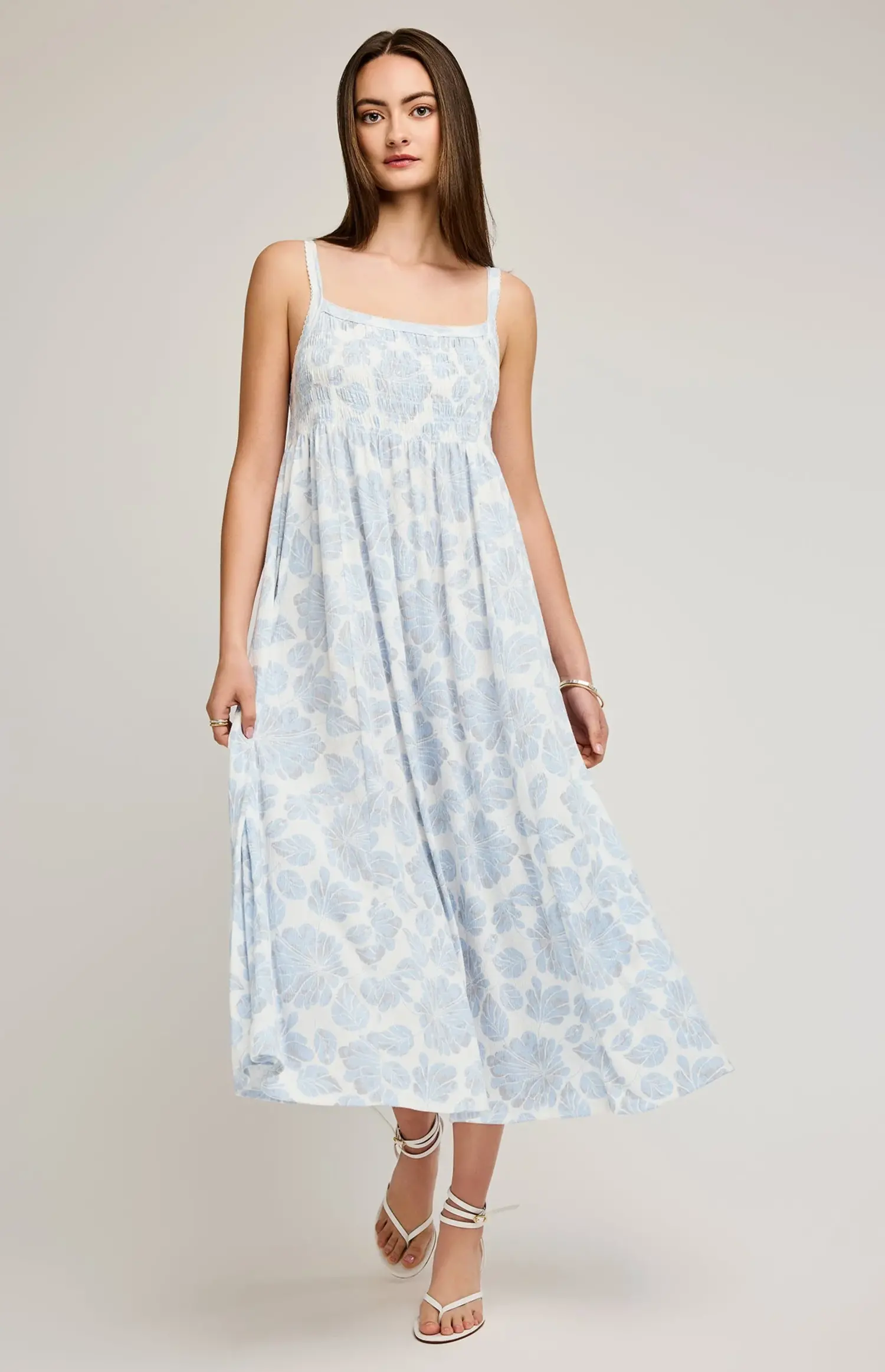 loose cotton midi dress Cotton Midi Dress Stripe Hand Block Print