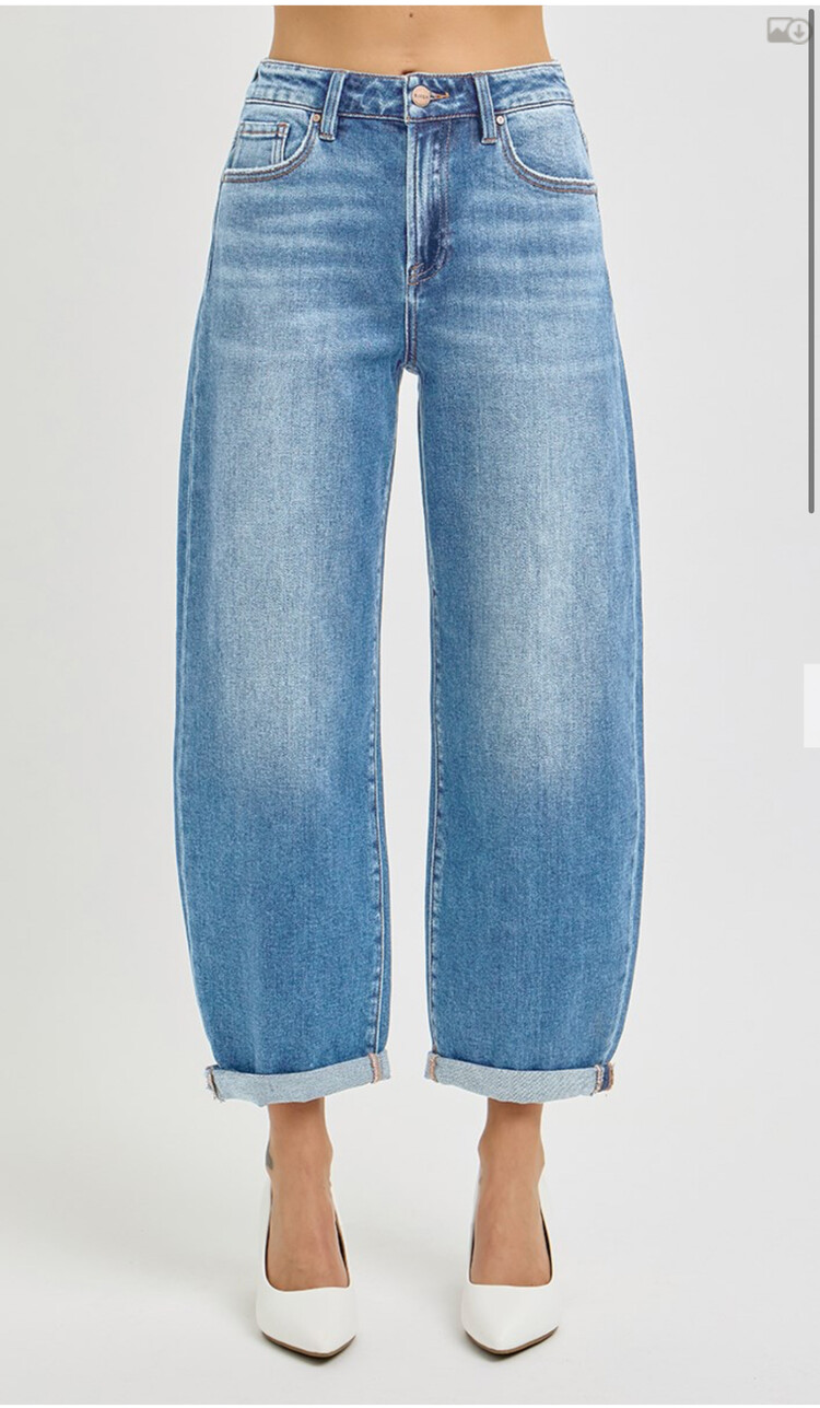 Risen Risen - 21024 HR Crop Mild Barrel Jeans