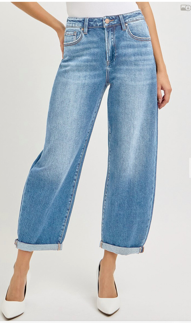 Risen Risen - 21024 HR Crop Mild Barrel Jeans