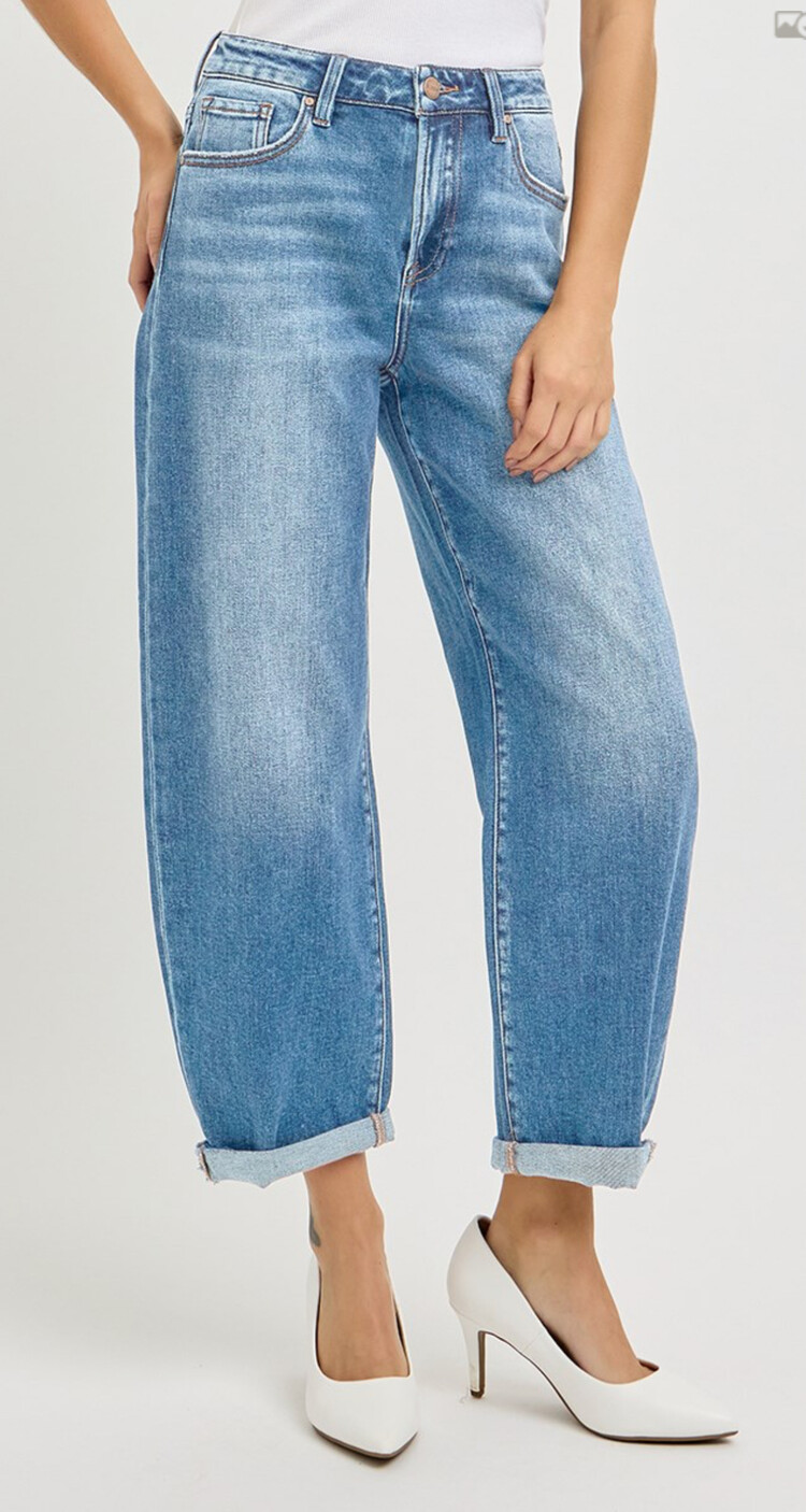Risen Risen - 21024 HR Crop Mild Barrel Jeans