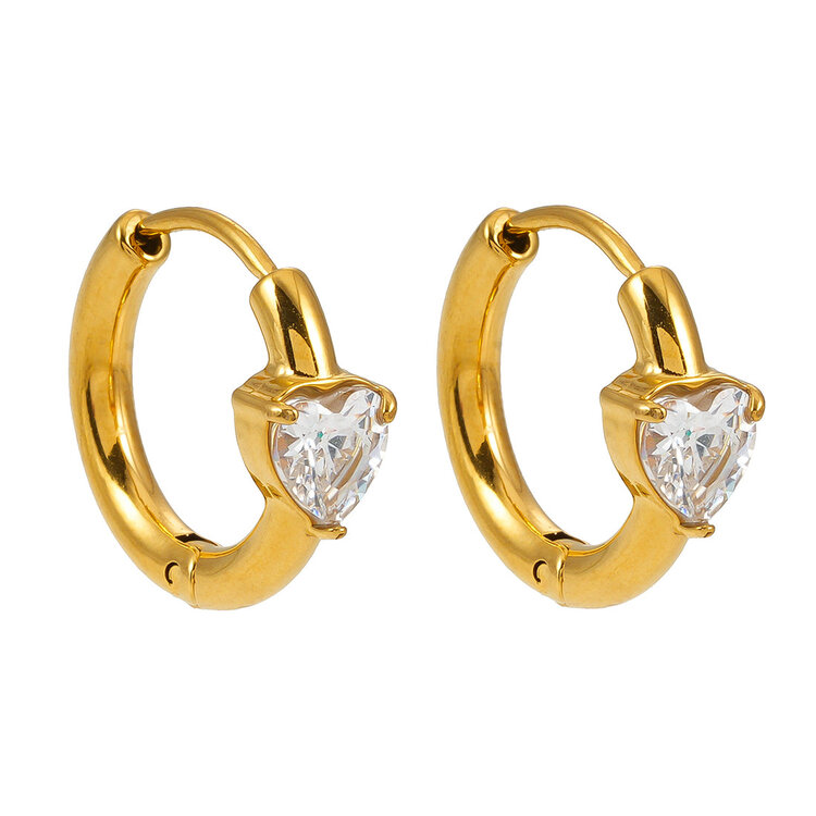 Hackney Nine Hackney Nine - PELLA Mini Hoop w/Heart Moissanite Earring G