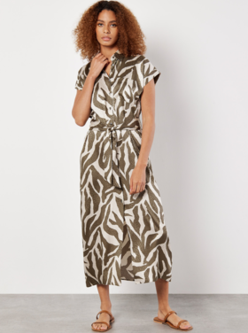 Apricot Apricot - Zebra Print Tie Dress