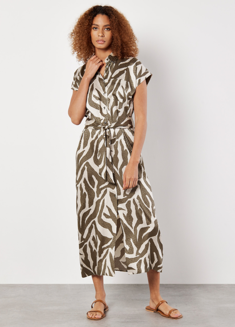 Apricot Apricot - Zebra Print Tie Dress
