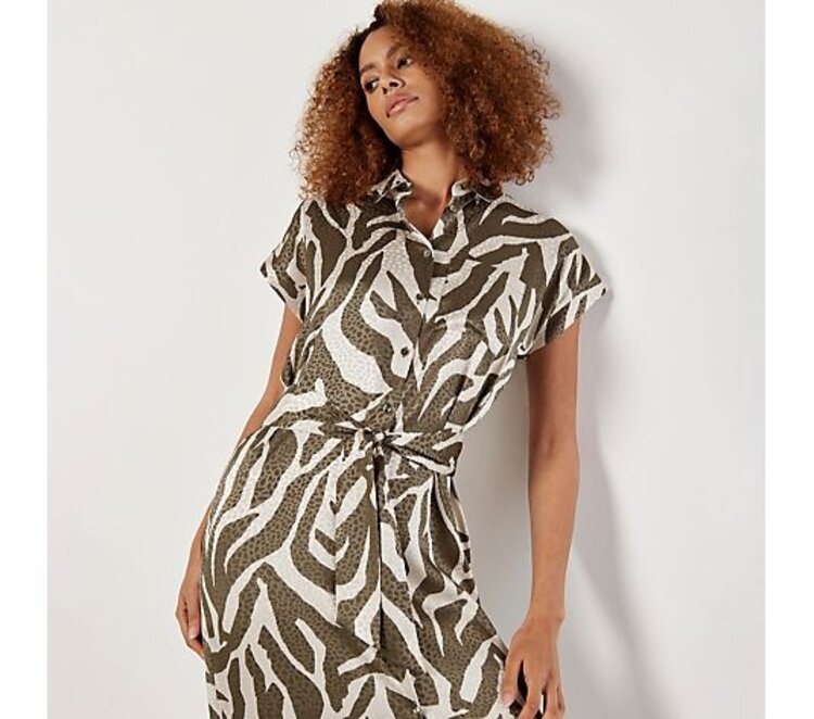 Apricot Apricot - Zebra Print Tie Dress