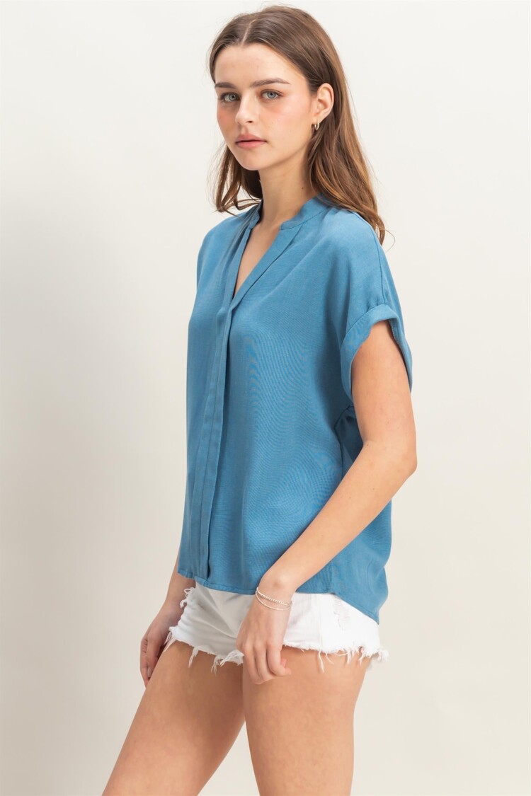 HYFVE HYFVE -Notch Collar Short Sleeve Top