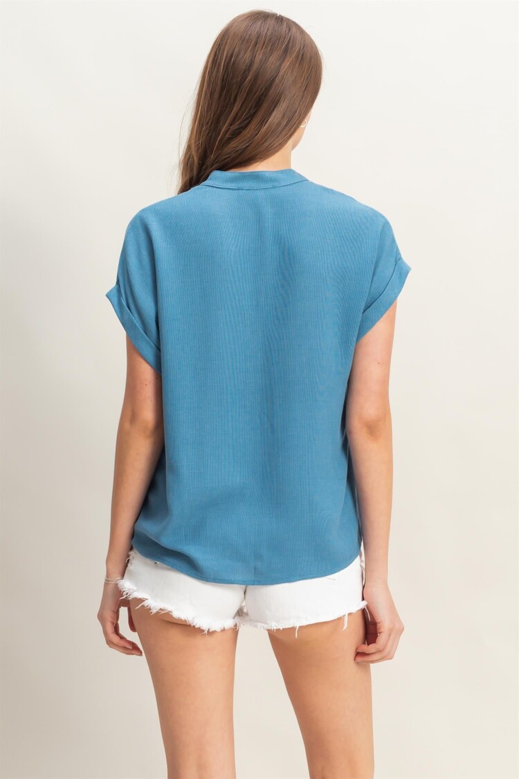 HYFVE HYFVE -Notch Collar Short Sleeve Top