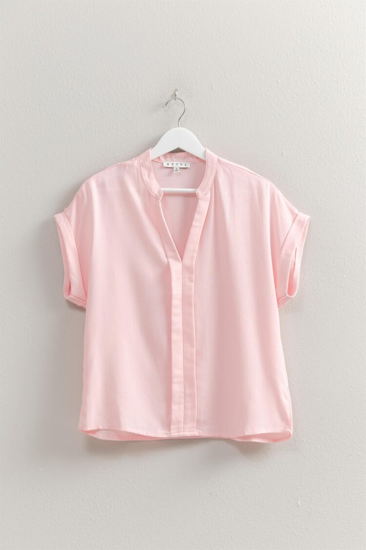 HYFVE HYFVE -Notch Collar Short Sleeve Top