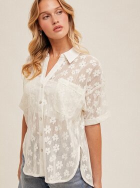 Hem & Thread - Floral Lace Button Down