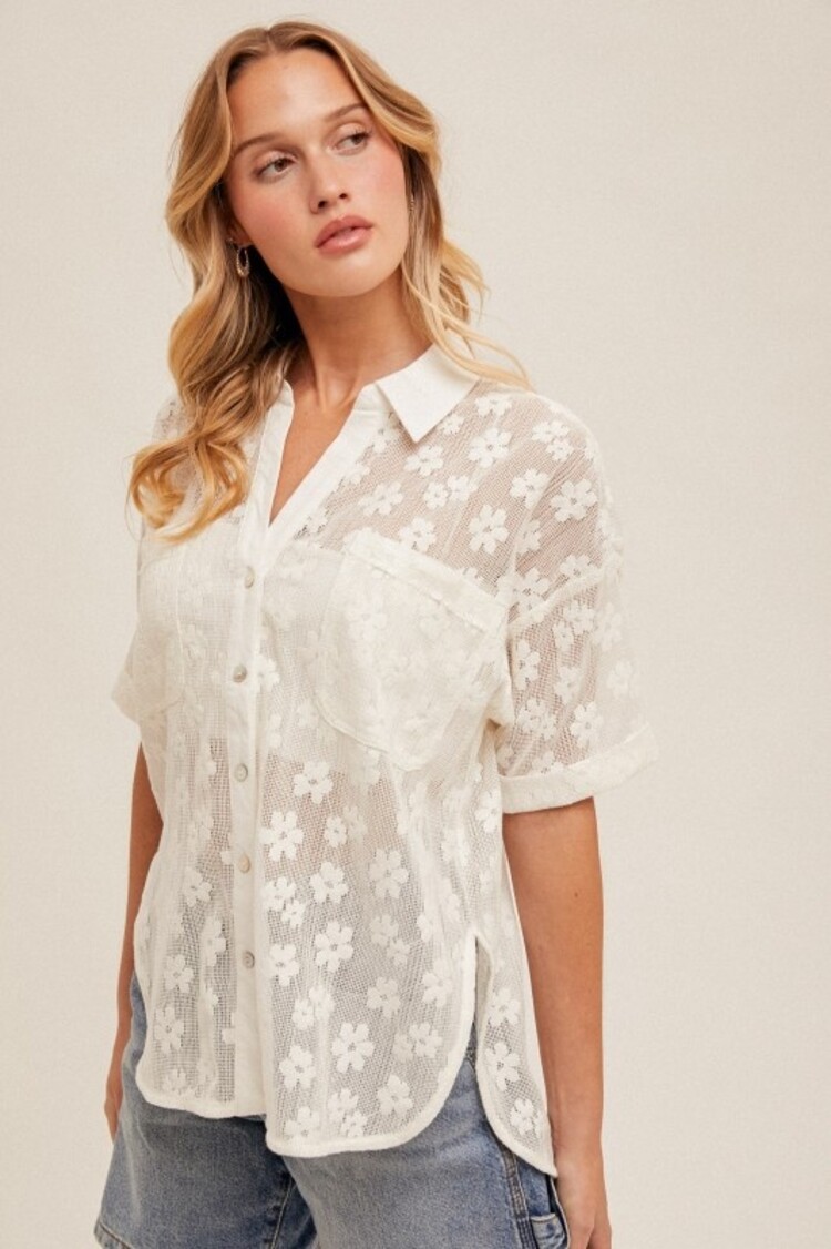 Hem & Thread - Floral Lace Button Down