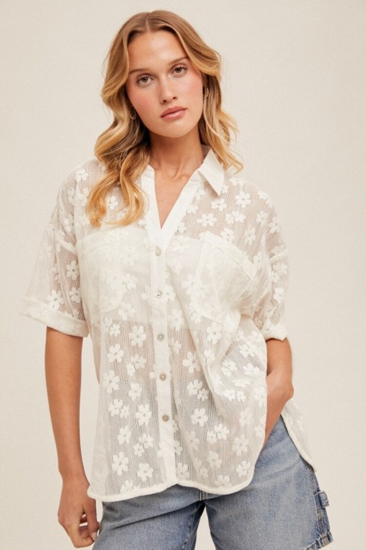 Hem & Thread - Floral Lace Button Down