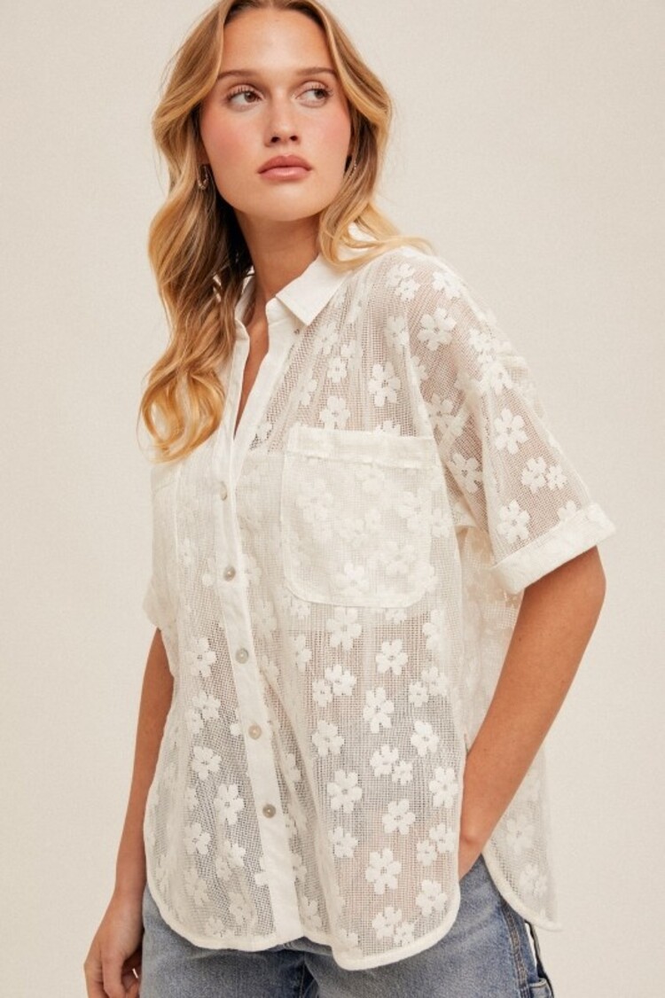 Hem & Thread - Floral Lace Button Down