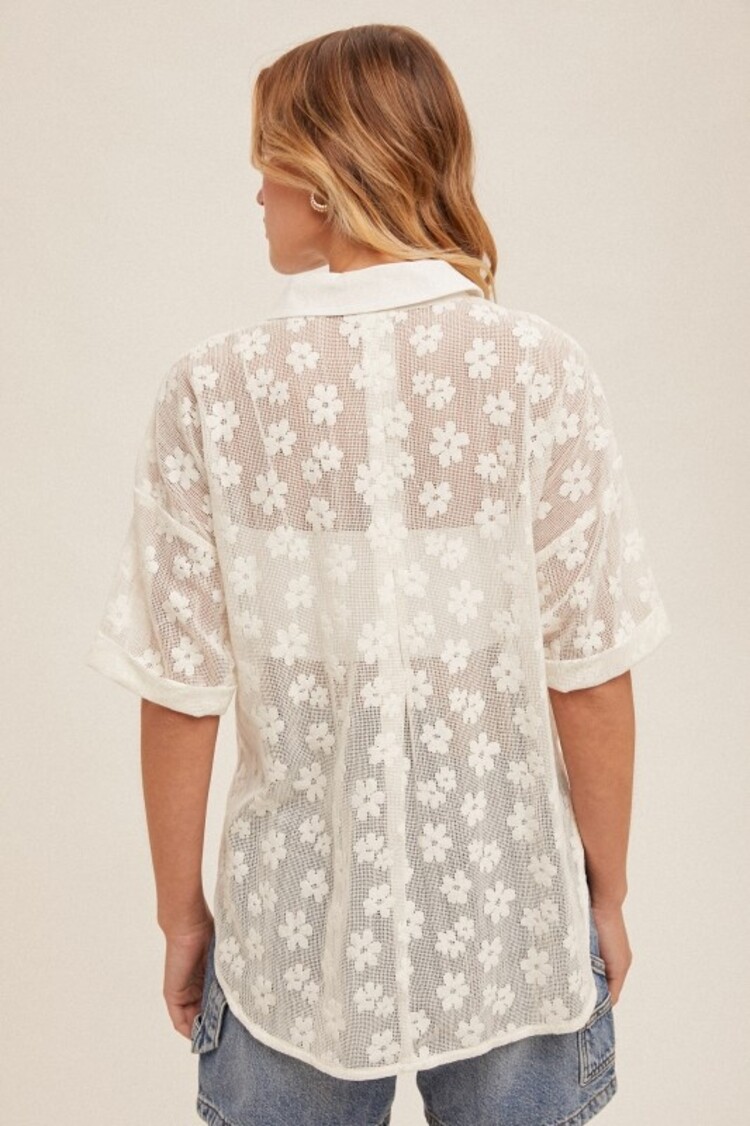 Hem & Thread - Floral Lace Button Down