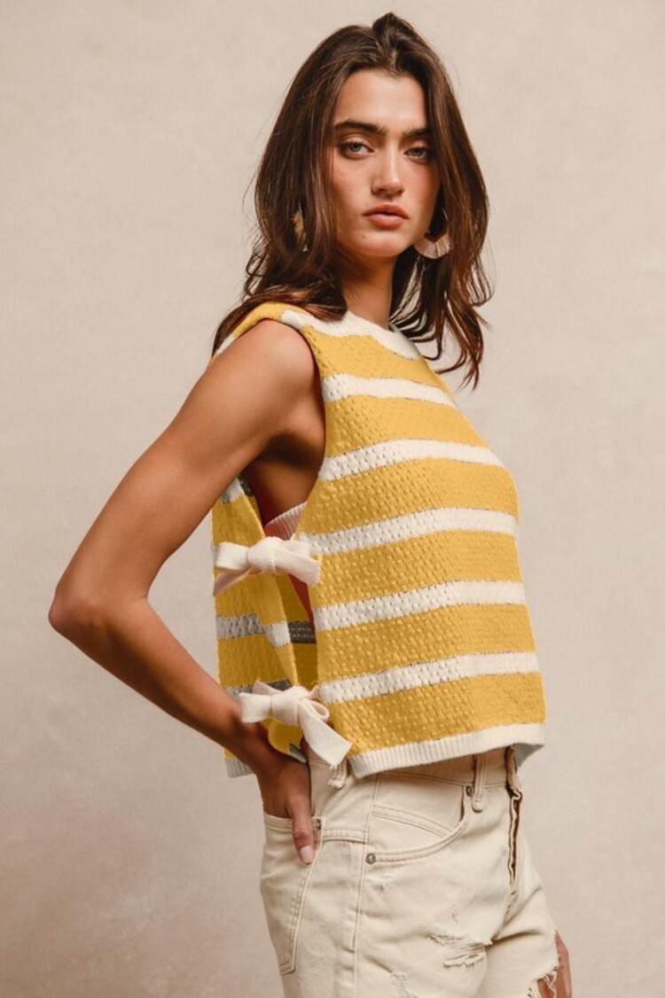 BiBi BiBi - Stripe Side Tied Vest Top