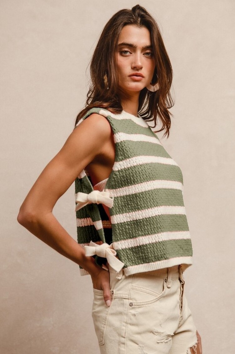 BiBi BiBi - Stripe Side Tied Vest Top