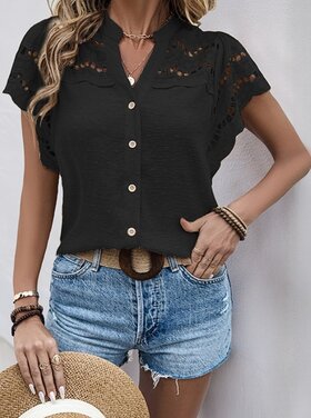 YSO YSO - Embroidered Flutter Sleeve Blouse