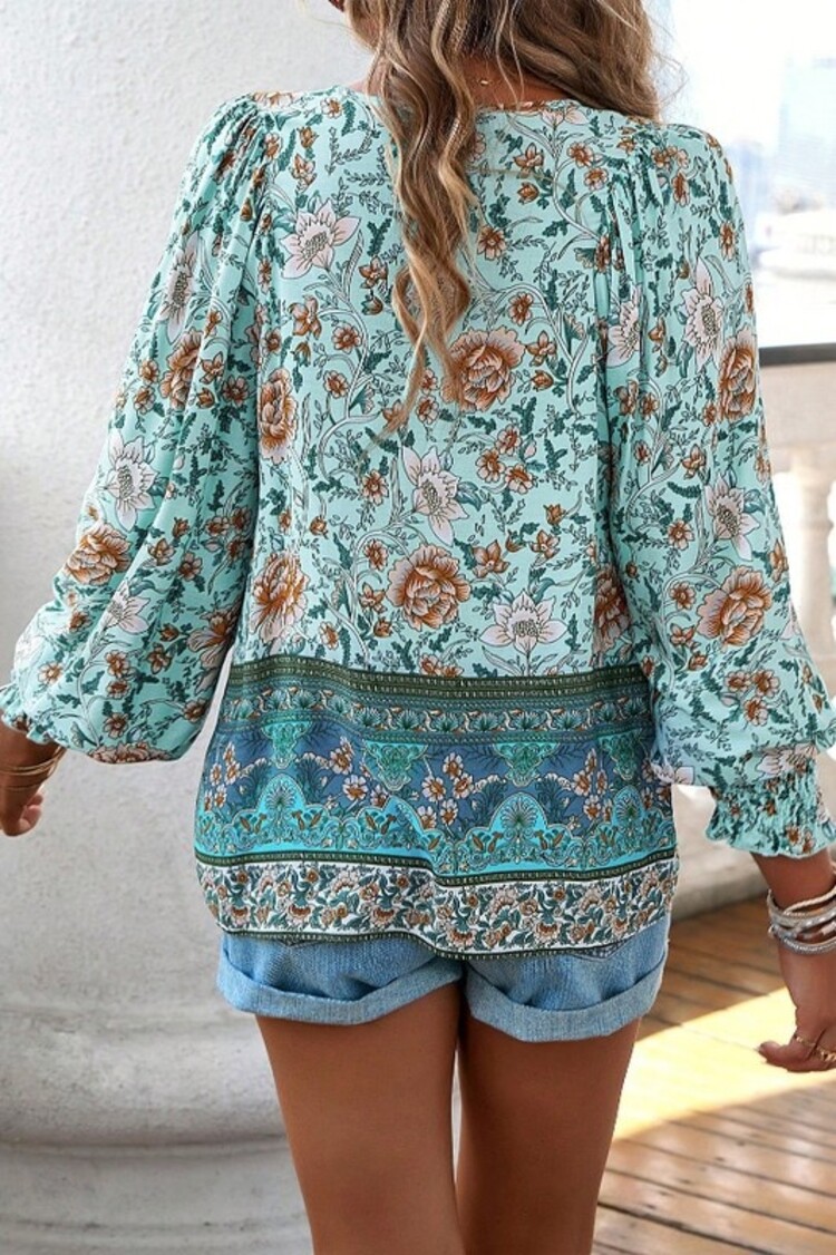 YSO YSO - Bohemian Tie Front Blouse