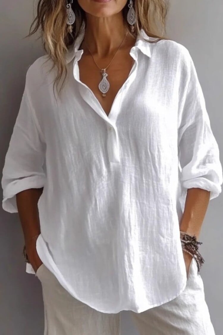 YSO YSO - Linen V-Neck Shirt