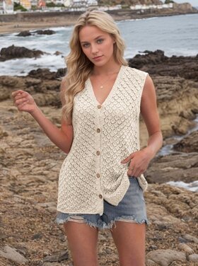 YSO LSO - V-Neck Button  Knit Tank